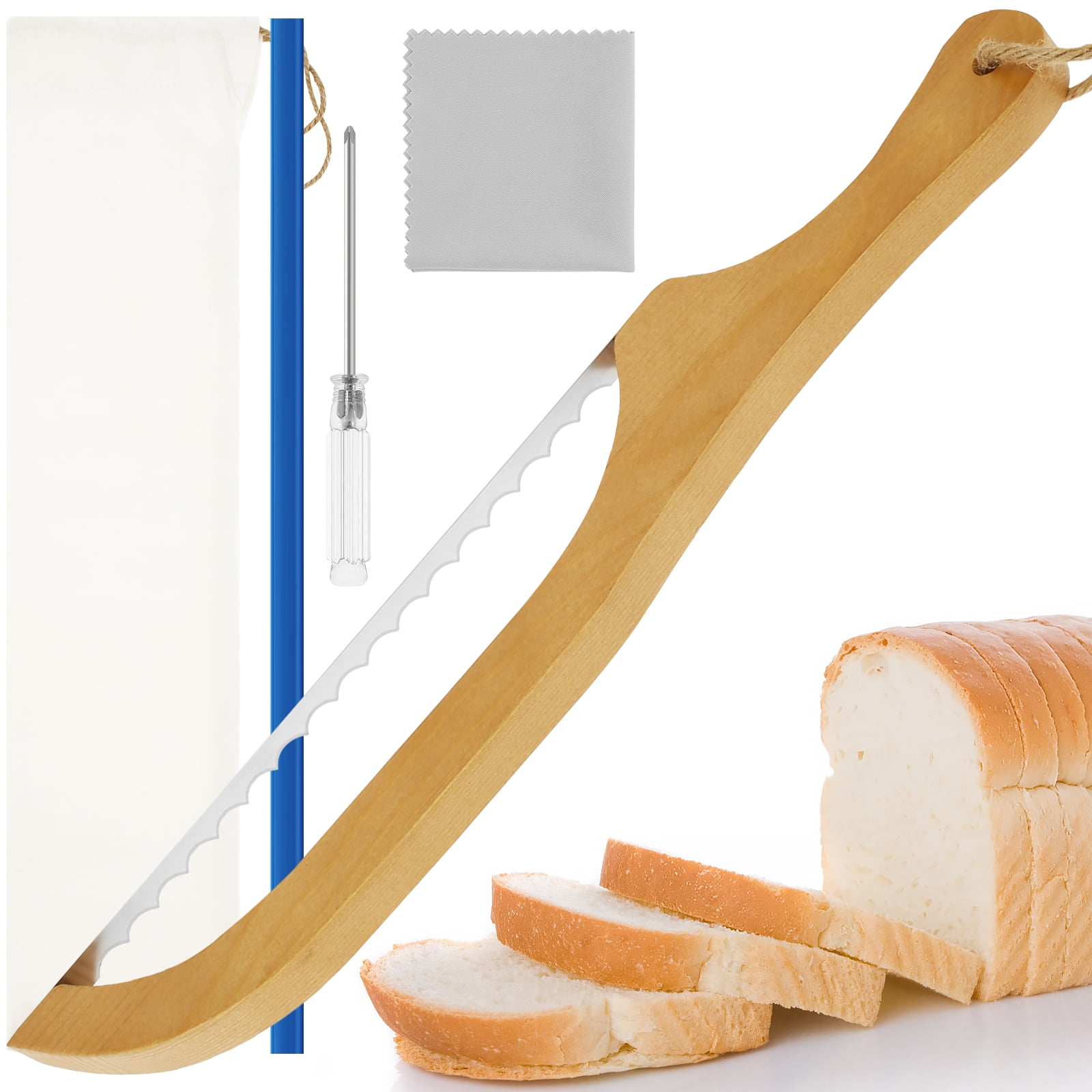 Ghojet Bread Cutter Wooden Bread Bow Cutter 15.7 Inch Bread Saw with ...