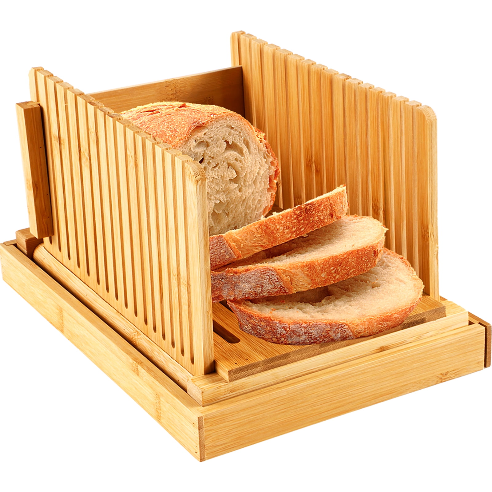 Ghojet Bread Slicer Bamboo Bread Slicing Guide Foldable Toast Bread