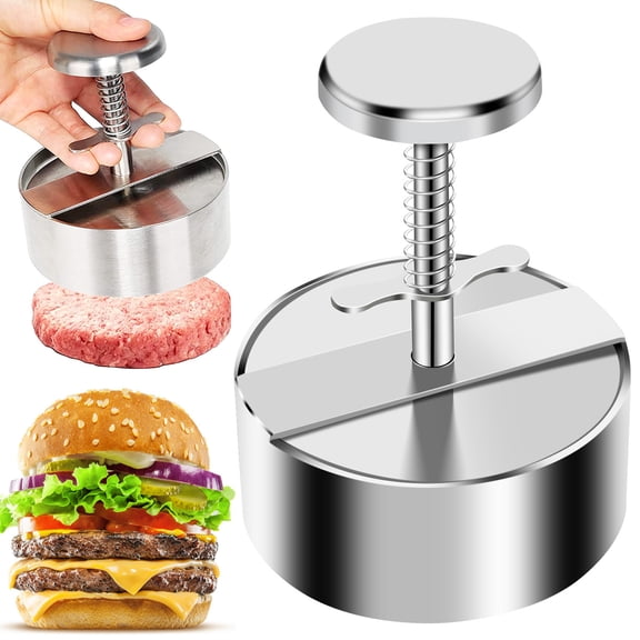 Ghojet Burger Press,Hamburger Patty Maker Grill Press Large Round Burger Metal Mold Cooking Tools