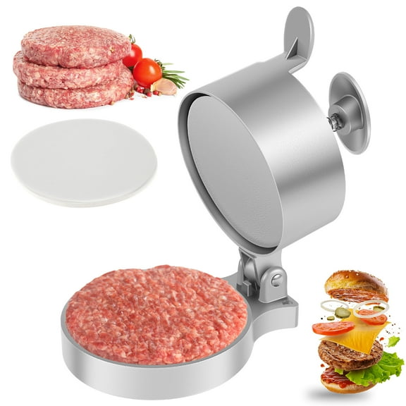 Ghojet Burger Press Patty Maker with 100 Patty Paper Adjustable Thickness Hamburger Patty Maker Non-Stick Burger Mold Hamburger Press Food Grade Burger Press Reusable for Burgers Crab Cakes