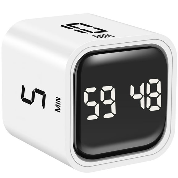 Ghojet Cube Timer Rotation Timer Compact Time Management Cube Portable Productivity Timer Multifunctional with Pause and Resume, Mute, Vibrate and Adjustable Sound Alarm for Tasks Work