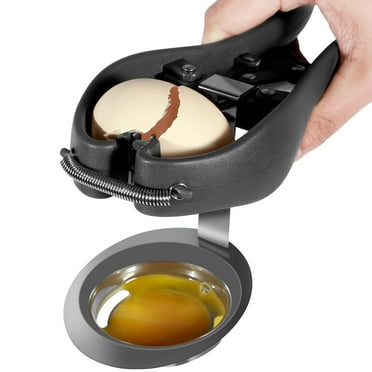 Ghojet Egg Cracker Easy to Use Egg Opener Tool Stainless Steel Egg Cracker Separator Handheld Egg Cracking Tool Egg Separator Portable Egg Opener with Ergonomic Handle for Kitchen Cooking Baking