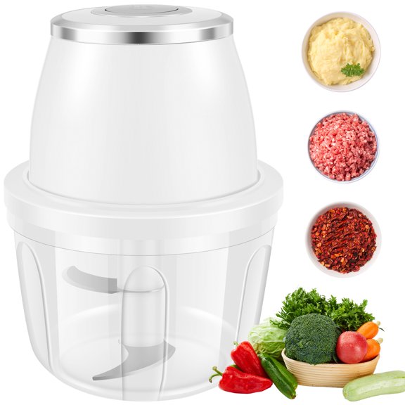 Ghojet Electric Garlic Chopper Portable Mini Food Processor Wireless Electric Garlic Mincer with 3 Sharp Blades Rechargeable Mini Garlic Mincer Chopper for Fruit Garlic