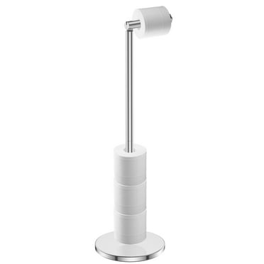 Ghojet Freestanding Toilet Roll Holders Stainless Steel Toilet Paper Stand Folding Paper Roll Holder with Heavy Base Anti-Rust Space Saving Bathroom Tissue Rack for Bathroom Home