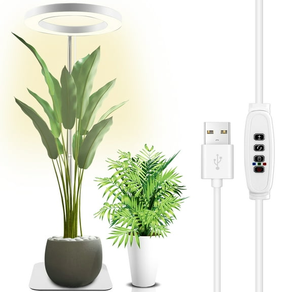 Ghojet Grow Lights for Indoor Plants, LED Grow Lights Full Spectrum Height Adjustable, 3/9/12H Cycle Timer, 13.7-61.1in Adjustable Height, Idea for Tall Plant Light