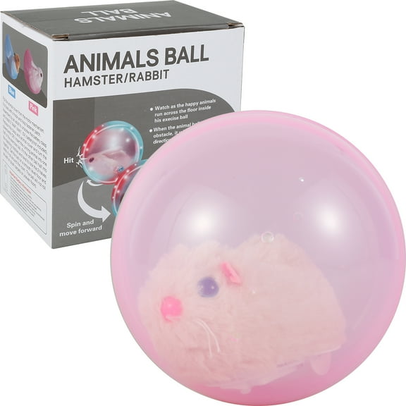 Ghojet Hamster Ball Electric Toy Electric Hamster Rolling Ball Toy Cute Cartoon Animal Ball Toy Self Rotating Toy Plush Hamster Electric Toys Animal Running Ball for Kids Pet Playing