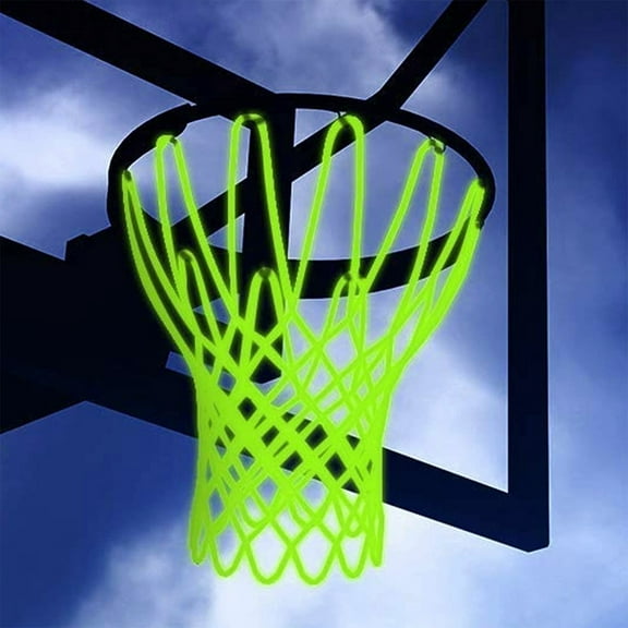 Ghojet Luminous Basketball Net Replacement, Heavy Duty Nightlight Basketball Net Glow in The Dark, Outdoor Shooting Trainning Glowing Light Luminous Basketball Net