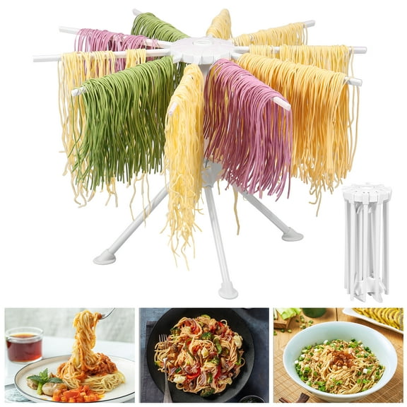 Ghojet Pasta Drying Rack Foldable Pasta Dryer Rack Portable Noodle Drying Stand Stable Spaghetti Noodle Dryer Household Noodle Hanging Rack Fast Set-Up Easy Storage Reusable for Kitchen