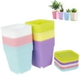 thumbnail image 1 of Ghopy 24pcs Small Plant Pots with Tray Plastic Square Flower Pots Planter Container for Room Office Garden Decor, 1 of 7