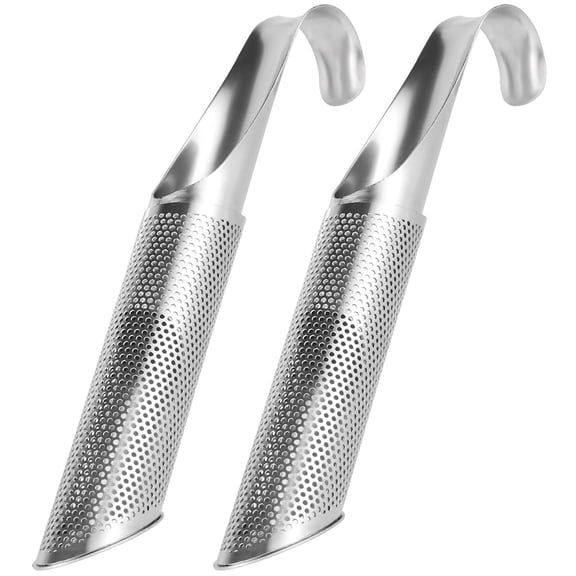 Ghopy 2Pcs Stainless Steel Tea Strainer Fine Mesh Tea Infuser Pipe Tea Filter with Hanging Hook Handle Tea Interval Diffuser Reusable Tea Steeper for Loose Tea Rose Coffee Spices (Silver)