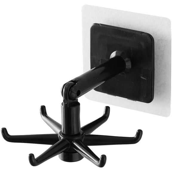 Ghopy 360° Rotating Folding Hook Self Adhesive Hook with 180° Vertical Flip Claws Wall Mount Kitchen Utensil Holder Hook Utensils Hanger for Home Bathroom Kitchen Office Towel (Black)