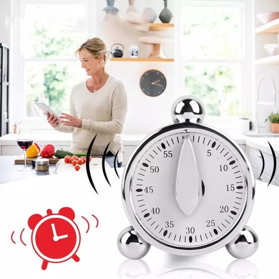 Ghopy 60 Minute Kitchen Timer Mechanical Cooking Timer Manual Countdown Timer with Alarm Sound for Kids and Adults Baking Cooking Steaming Barbecue Teaching