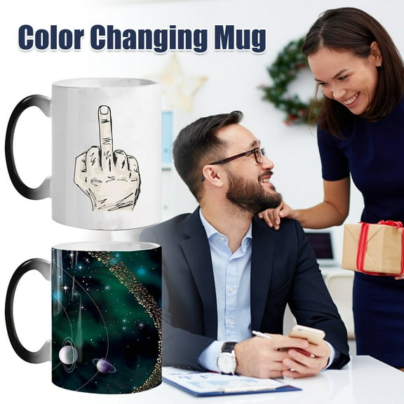 Ghopy Magic Color Changing Ceramic Mug with Photo Creative Personalised Ceramic Coffee Mug Heat-sensitive Thermochromic Tea Mug Funny Christmas Gifts for Men and Women