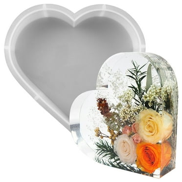 Ghopy Silicone Mold Large Size Epoxy Resin Casting Molds Hexagon and Heart Shape Mould DIY Flower Preservation Art Craft Tools Gift for Wedding Valentine Anniversary