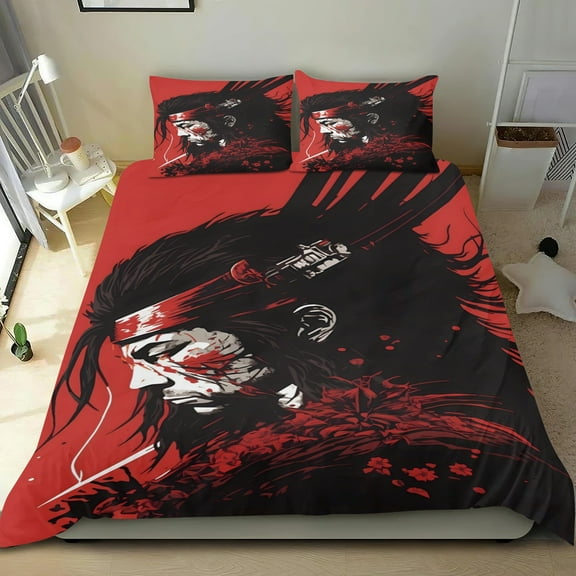 Ghost 0f Tsushima Themed Bed Sheet Set Three Piece Set 53x79 Inches Comfortable And Skin Friendly Unique Design Creating A Star Studded Night