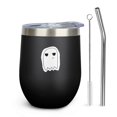 thumbnail image 1 of Ghost 12oz Insulated Wine Tumbler with Lid and Straw – Double Wall Vacuum Mug Stainless Steel 304 Interior for Hot & Cold Drinks Coffee, Wine, Cocktails, 1 of 5