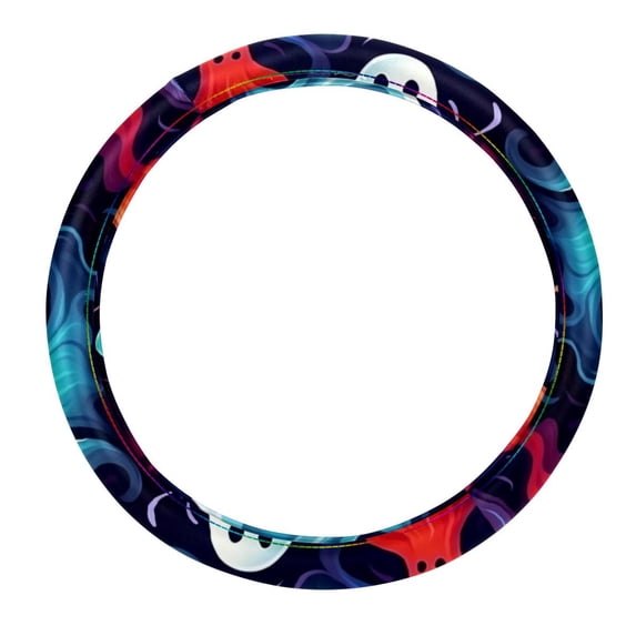 Ghost 14.5 Inch Printing PVC Leather Auto Accessories Steering Wheel Cover Car Wheel Covers