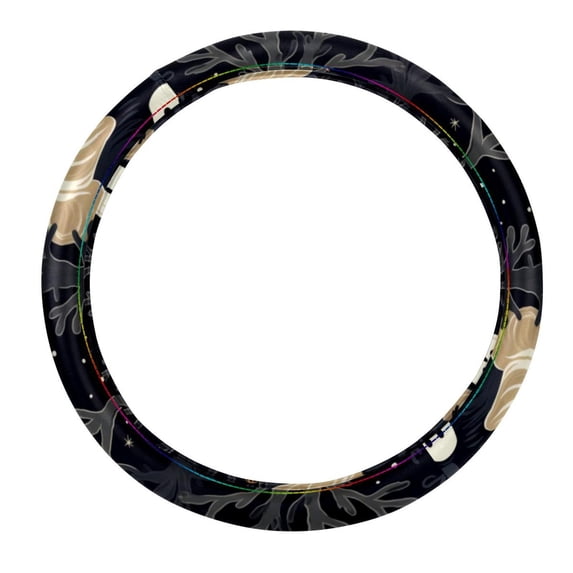 Ghost 14.5 Inch Printing PVC Leather Car Wheel Cover Steering Wheel Cover Auto Accessories