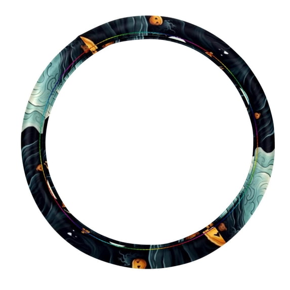 Ghost 14.5 Inch Printing PVC Leather Car Wheel Covers Steering Wheel Covers Auto Accessories