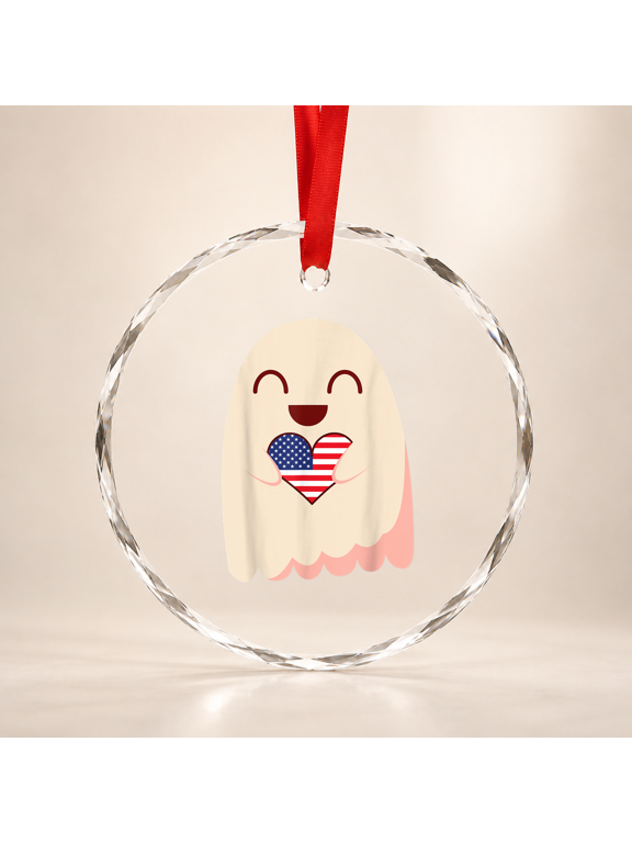 Ghost American Flag Usa America Patriotic Glass Ornament