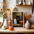 Fall Drawing Corn Ghost And Black Cat Candy Corn Wall Art Print, Spooky Fall Halloween ...