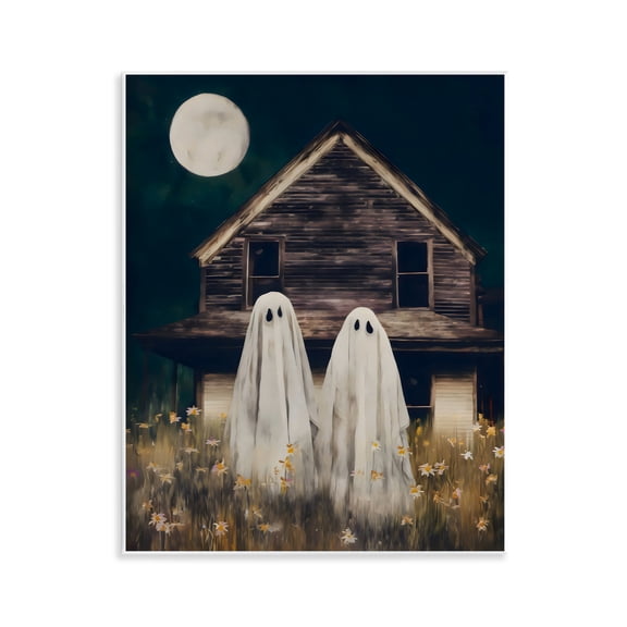 Stupell Industries Ghost And Haunted House Wall Plaque Art, design by Arlington Prints