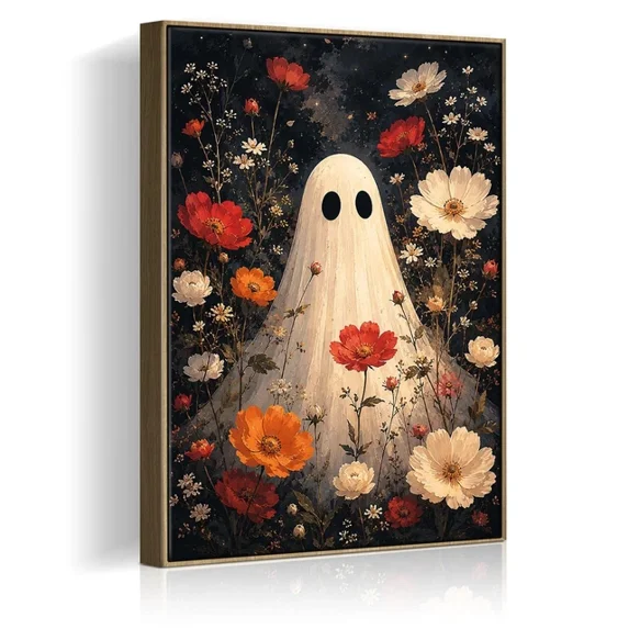 Ghost And Wildflower Halloween Poster - Walmart.com