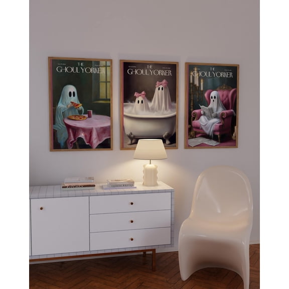 Ghost Art Posters Set, The Ghoul Yorker Covers, Whimsical Decor, Prints Poster, Set 3, Poster Only