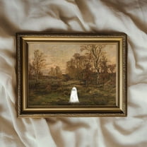 Ghost In Autumn Landscape Vintage Poster Wall Decor Canvas Art Prints Painting Picture Artwork Home Farmhouse Fall Halloween Bedroom Office Decoration No Frame