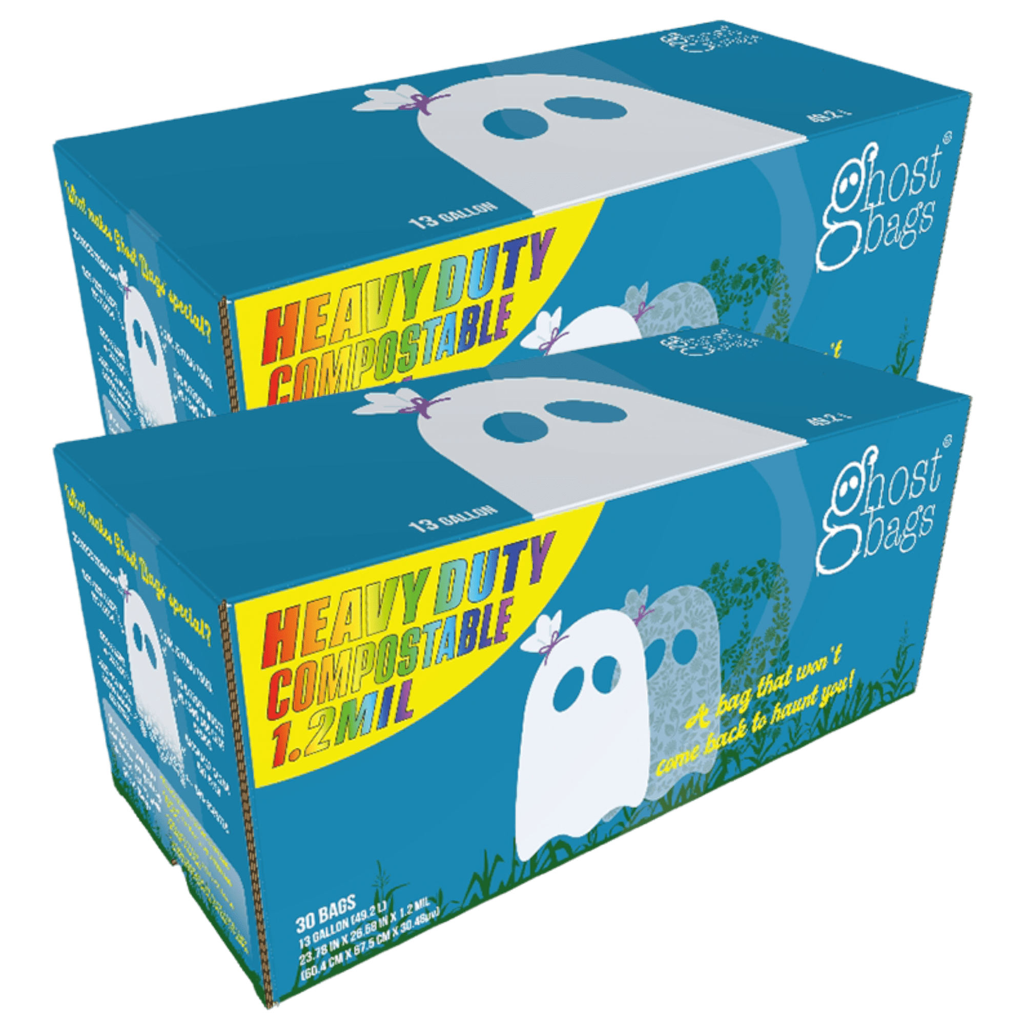 Ghost Bags DOUBLE PACK Compostable Heavy Duty 1.2MIL Drawstring Waste