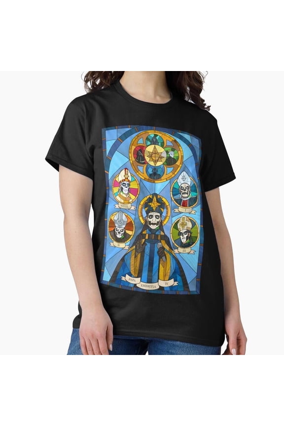 Ghost Band Papas Stained Glass Window Art Rock Fan H23907 Unisex T-Shirt, Up to 5XL Available