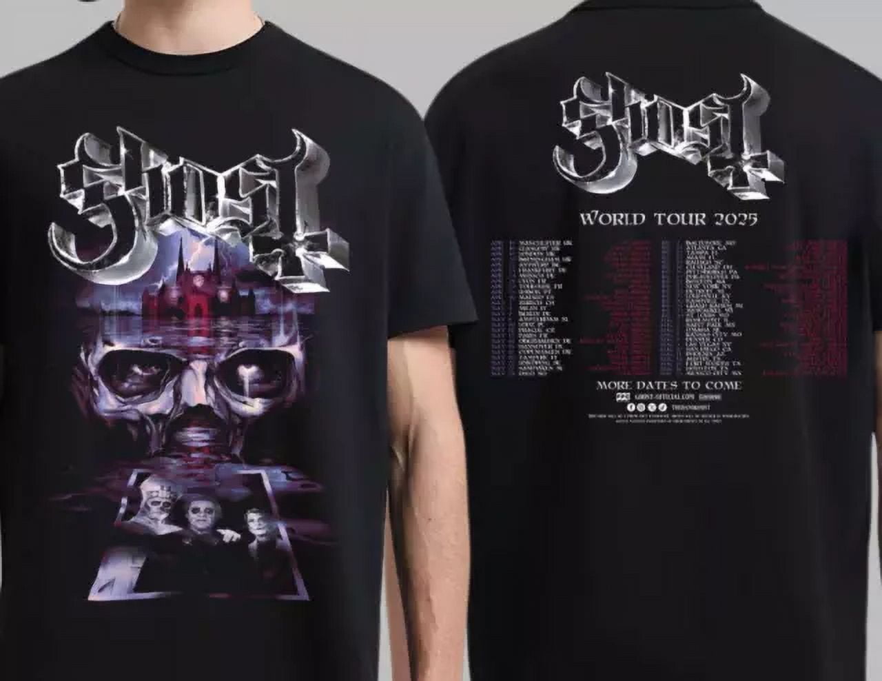 Ghost Band World Tour 2025 Tour Dates Two Sides Unisex TShirt