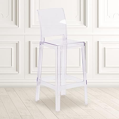 Ghost Barstool with Square Back in Transparent Crystal$$Furniture