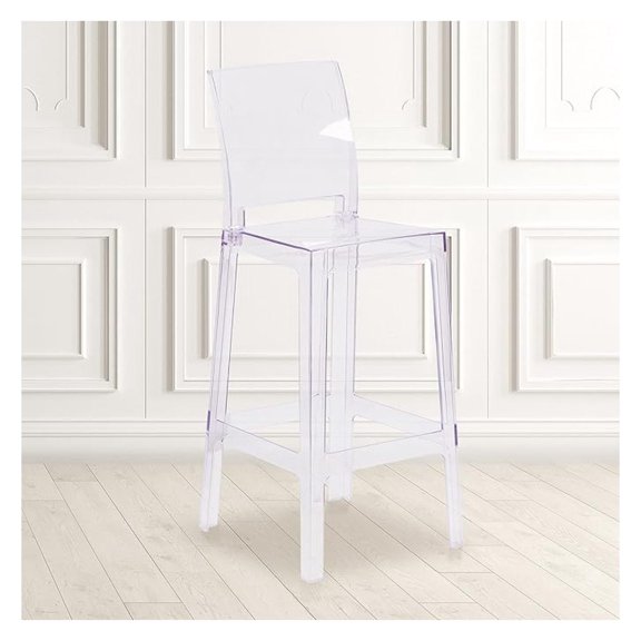 Ghost Barstool with Square Back in Transparent Crystal
