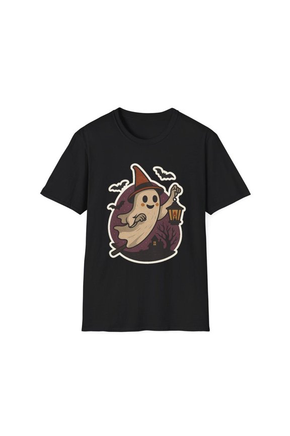 Ghost Bat Halloween T-Shirt – Cute Spooky Graphic Tee, Unisex Costume Top, Fall Halloween Apparel
