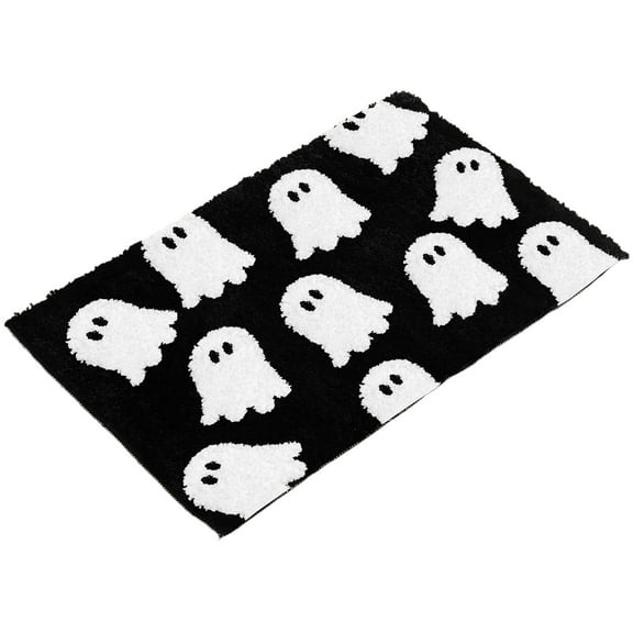 Ghost Bath Mat Soft Halloween Bathroom Rug Non Slip Cute Spooky Ghost Bathroom Decoration Plush Microfiber Rug Halloween Decor for Home Bedroom Shower Floor, 20 x 31 Inch