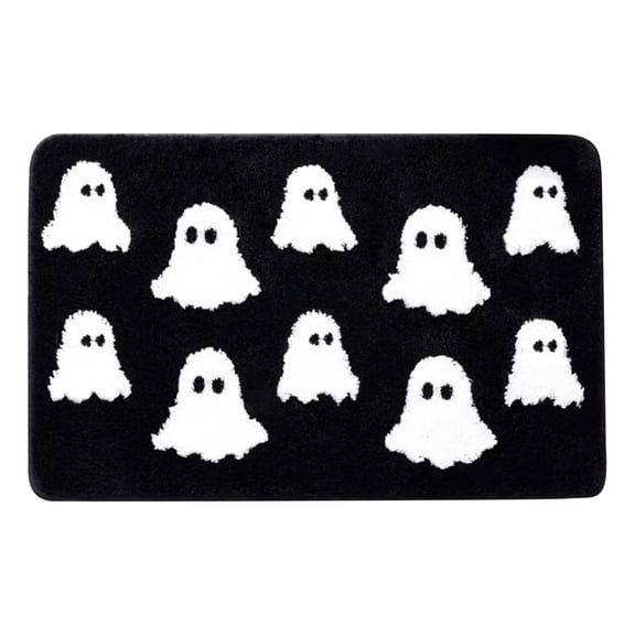 Ghost Bathroom Rug 15.7x11.8 Inch Black, Halloween Bathroom Decor Rug | Soft and Absorbent Tufted Halloween Bath Mat Non Slip Washable Holiday Decorations