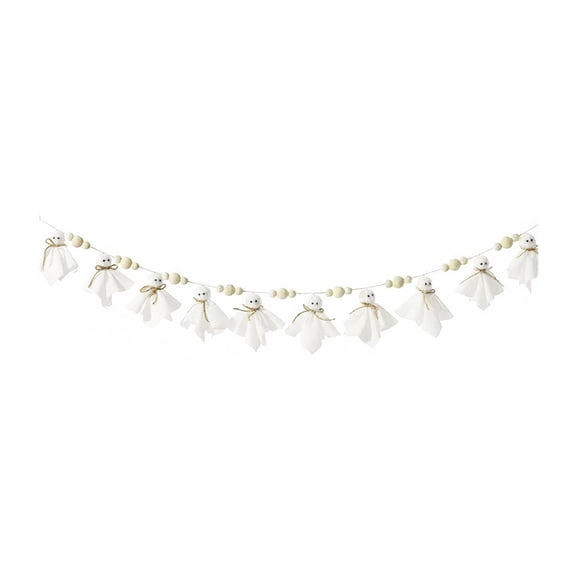 Ghost Beaded Halloween Garland, Decorative Hanging Ornament String, Decor for Mantel Wall Shelf Party Home