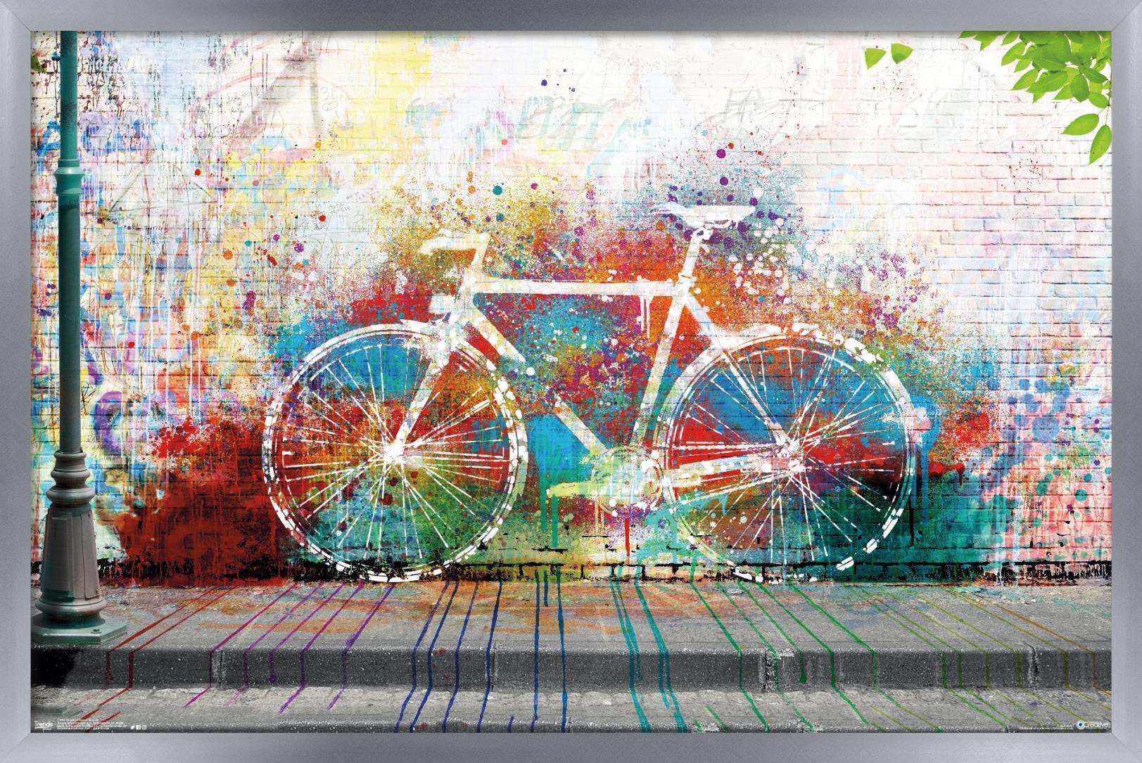 Ghost Bike Wall Poster, 14.725" x 22.375", Framed