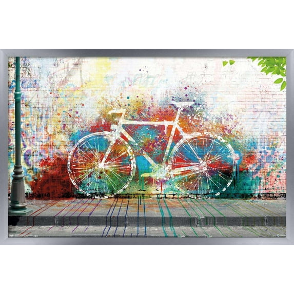 Ghost Bike Wall Poster, 14.725" x 22.375", Framed