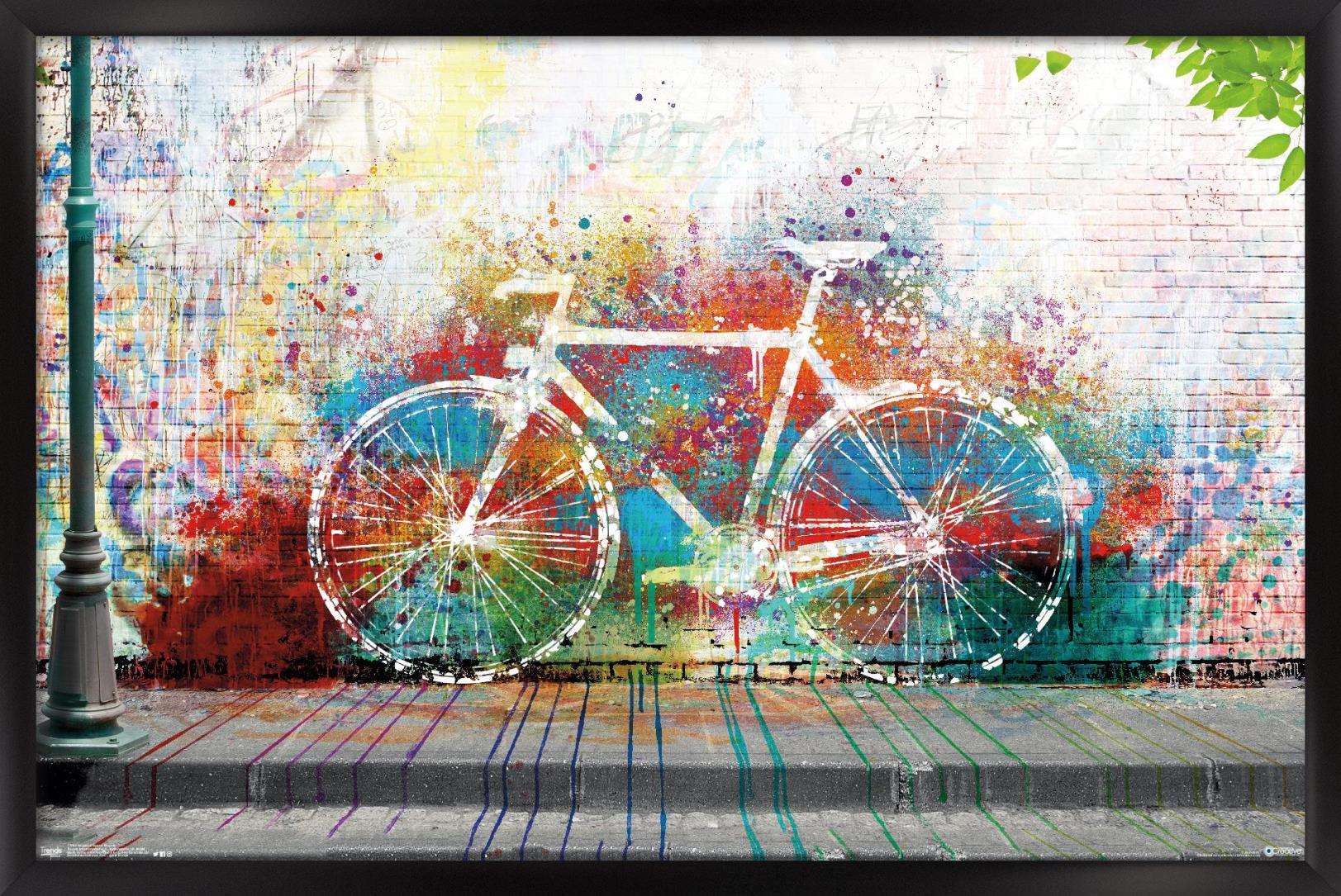 Ghost Bike Wall Poster, 14.725" x 22.375", Framed