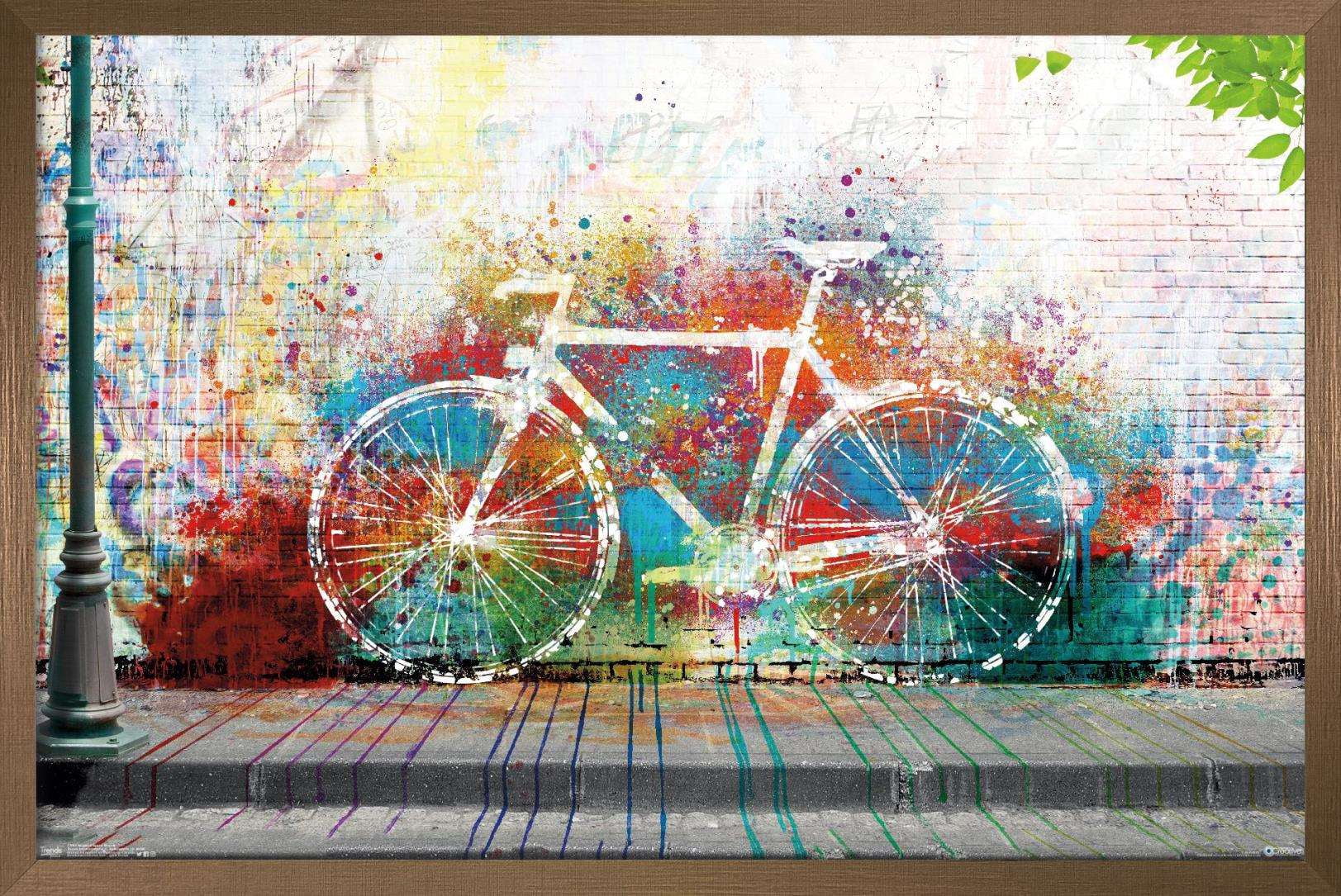 Ghost Bike Wall Poster, 14.725" x 22.375", Framed