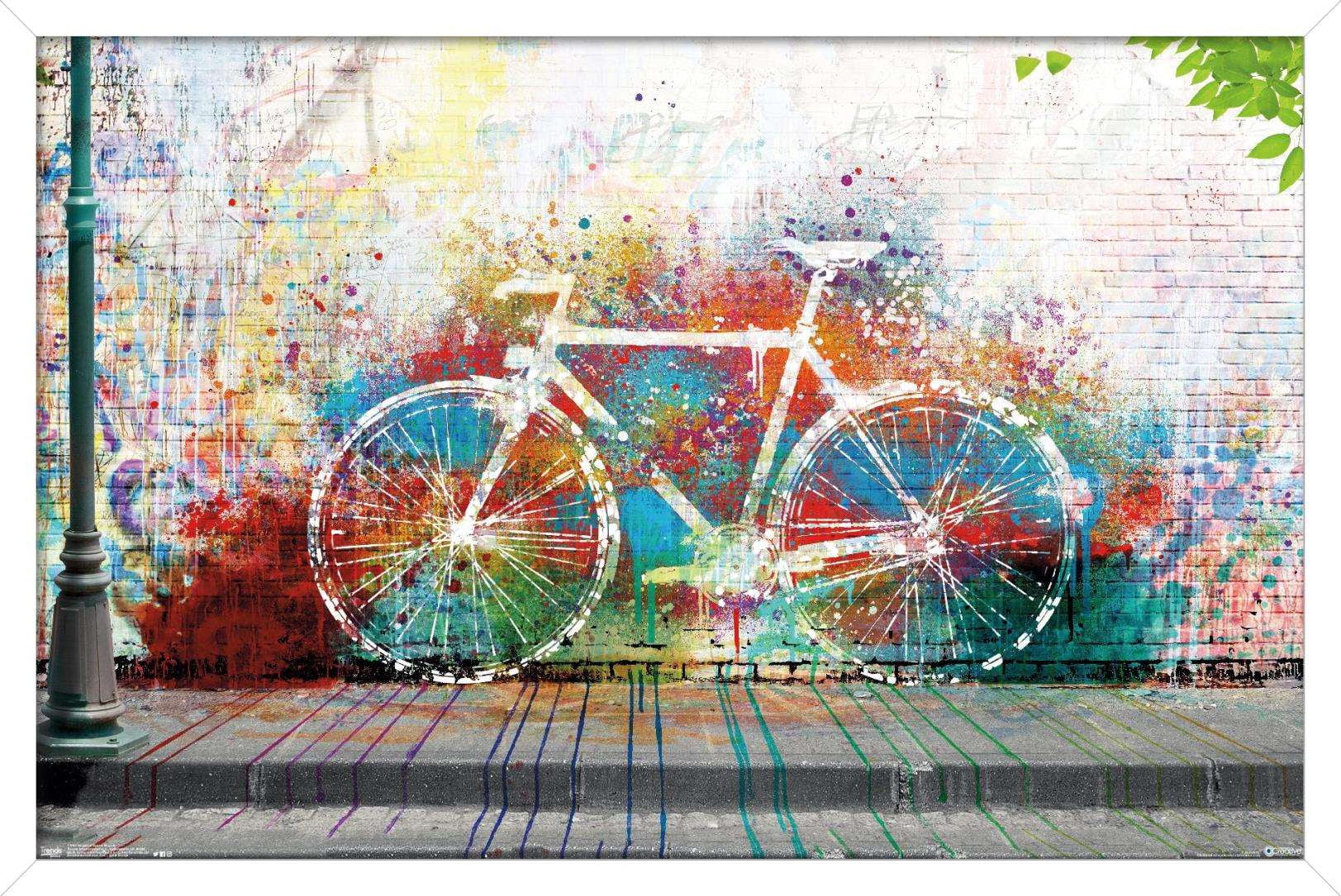 Ghost Bike Wall Poster, 14.725" x 22.375", Framed