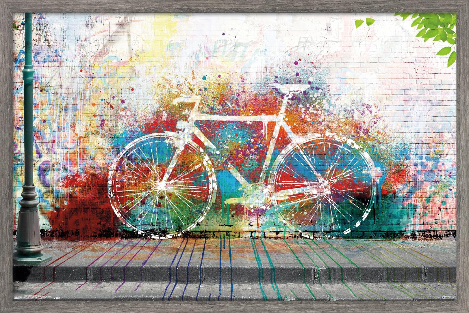 Ghost Bike Wall Poster, 22.375" x 34", Framed