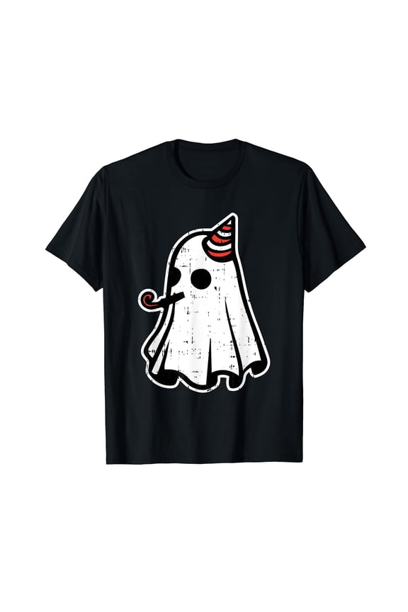 Ghost Birthday Halloween Costume Ghoul Spirit Men Women Black T-Shirt Gift