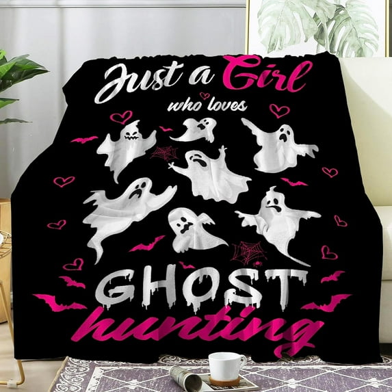 Ghost Blanket Gift for Boys Girls, Halloween Throw Blanket Spooky Gifts for Kids Decor Bats Plush Soft Lightweight Flannel Fleece Spider Webs Skull Blankets for Sofa Bed Chair 50x40In Kid