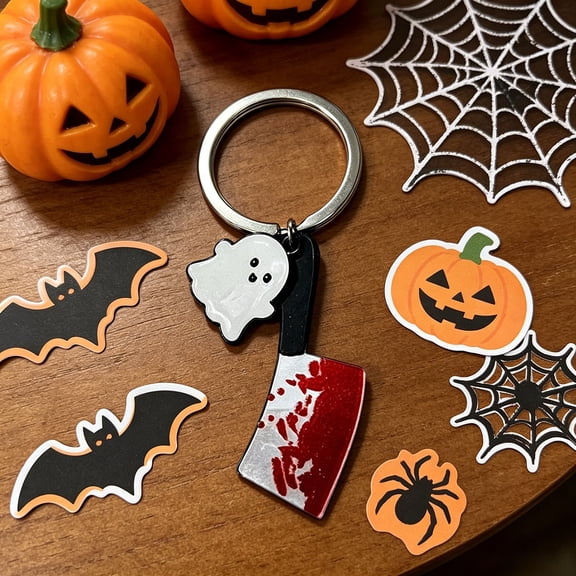 Ghost Bloody Weapon Keychain, Smooth Safe Edges, Compact and Portable, Nice Accessory and Small Gift for Halloween Party and Daily Use