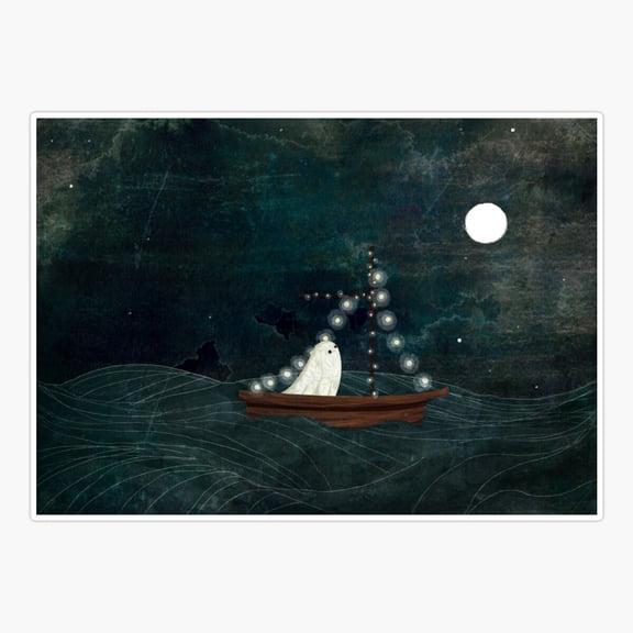 Ghost Boat Ride Ocean Adventure Sticker