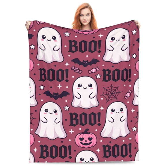 Ghost Boo Blanket - Fun and Cute Flannel Soft Warm Blanket for Sofas and Chairs 50x40