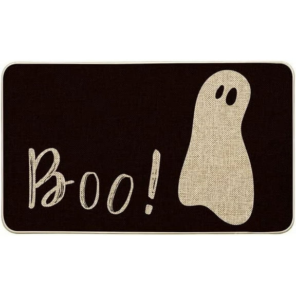 Ghost Boo Decorative Doormat,Seasonal Fall Halloween Holiday Low-Profile Floor Mat Switch Mat for Indoor Outdoor 30x17 Inch
